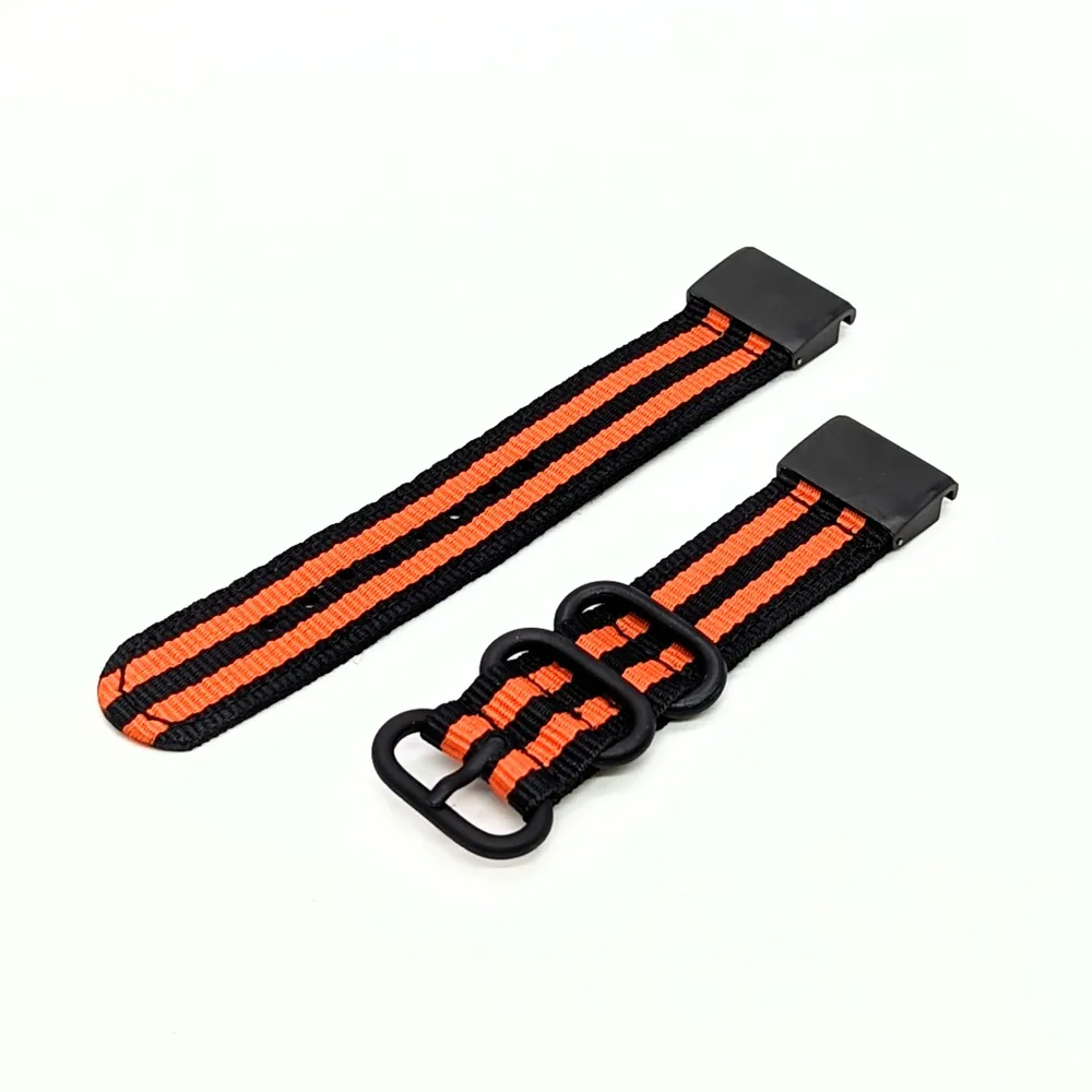 Ремешок нейлоновый QuickFit для Garmin Fenix / epix / Instinct / tactix / Enduro (26 мм) (черно-оранжевый)