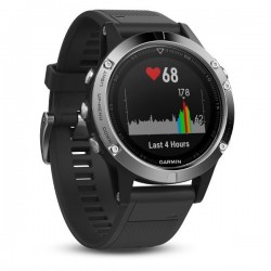 Спортивные часы Garmin FENIX 5 серебристые с черным ремешком