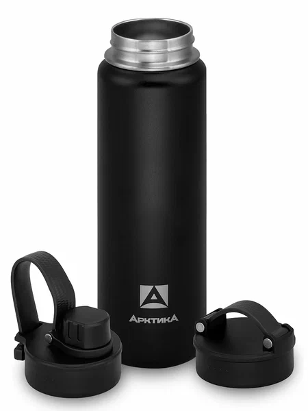 Термос бытовой, вакуумный, питьевой  тм "Арктика", черный текстурный 530мл с дополнительной пробкой 