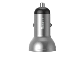 АЗУ USB выход Baseus Digital Display Dual USB 4.8A Car Charger 24W silver