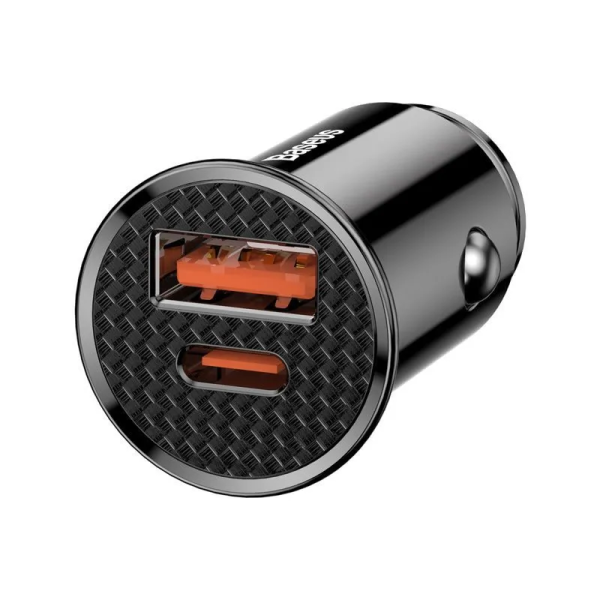 АЗУ USB выход Baseus Circular Metal PPS Quick Charger Car Charger 30W(Support VOOC) black