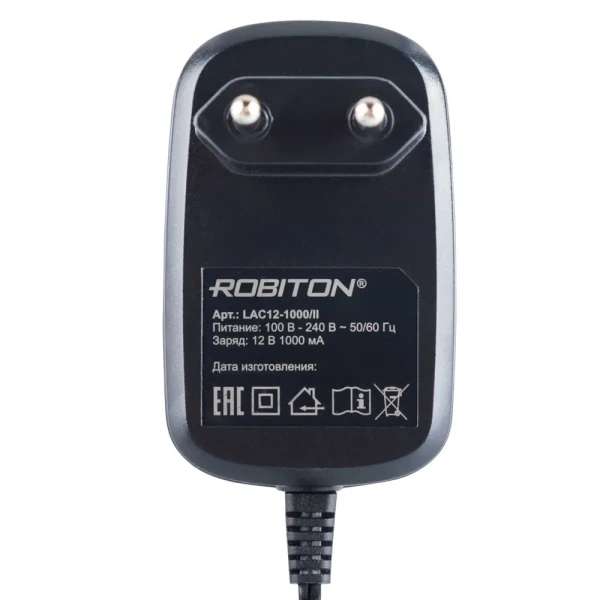 Зарядное устр-во ROBITON LAC12-1000/II д/свинцово-кислотных акк. 12В, зарядный ток 1A, автомат, 220В