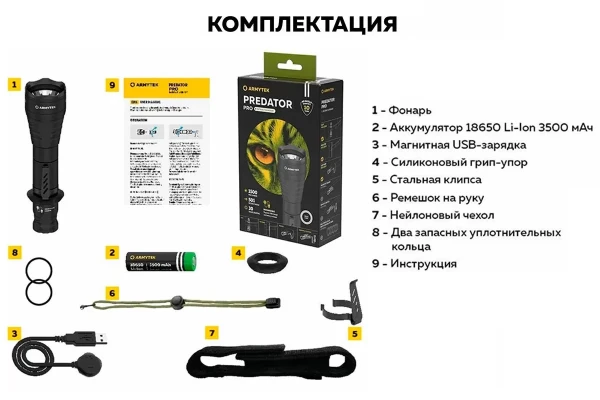 Фонарь Armytek Predator Pro Max Magnet USB Белый
